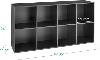 Best Choice Products 8-Cube Storage Organizer, 11in Shelf Opening, Bookcase, Display Shelf, Customizable w/ 3 Removable Back Panels – Black
