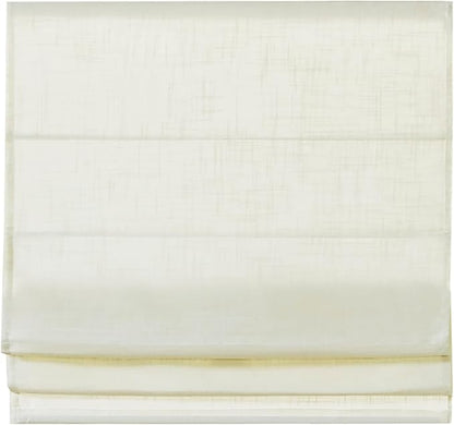 Madison Park Kyler Cordless Roman Shades - Single Panel, Lightweight Linen Blend Fabric, Natural Design, Easy Installation, Light Filtering Window Blind, Bedroom, Living Room Decor 35"W x 64"H Ivory