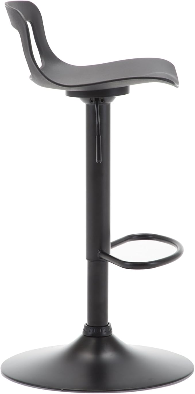 NOBPEINT Contemporary Chrome Air Lift Adjustable Swivel Bar Stool, Set of 2, Black