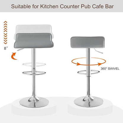 VECELO Bar Stools Set of 4, Armless Adjustable Swivel Barstools, Modern Backless Counter Height Stools for Kitchen, Island, Bar, Light Grey