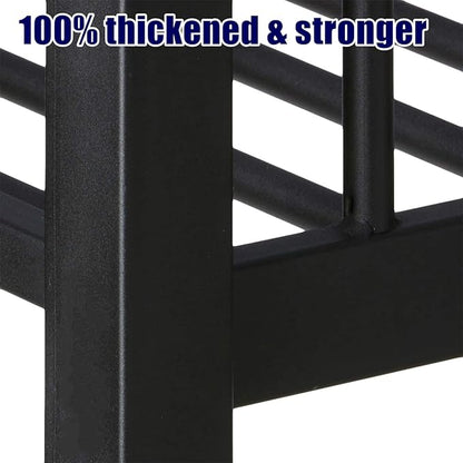 Higher Quality & Stronger Heavy Duty Steel Black Bunk Bed Queen Over Queen Size Bunkbed, Thickened More Stable Safer Metal Bunk Queen Bed (Easier to Assemble)