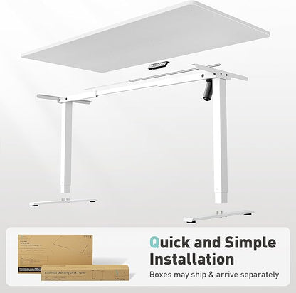 One-Piece Electric Standing Desk, 48 x 24 Inch Adjustable Height Sit to Stand Up Desk for Home Office, Work & Study, White Frame & White Desktop (2 Packages)