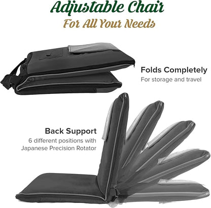 Japanese Meditation Floor Chair with Back Support for Adults - Premium Meditation Chair with Adjustable & Foldable Back for Seating, Yoga & Gaming — Folding Backjack Chairs with Backrest for Adults