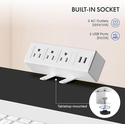 FLEXISPOT EN2 Whole-Piece Standing Desk with Clamp Power Strip, 48 x 24 Electric Stand Up Height Adjustable Desk with Cable Management (White Frame + 48" Black Top, 2 Packages)