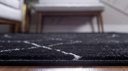 Unique Loom Trellis Frieze Collection Area Rug - Geometric (7' 1" x 10', Black/ Ivory)