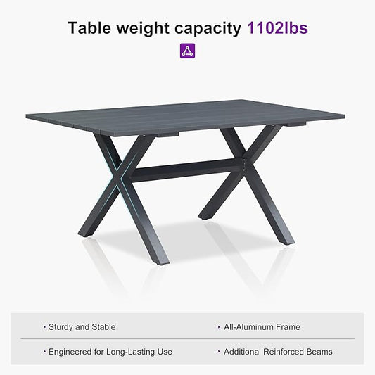 PURPLE LEAF 7 Pieces Outdoor Dining Set Patio Furniture Set with Large Aluminum Table and French Bistro Chairs for Garden Backyard Deep Blue Patio Dining Set