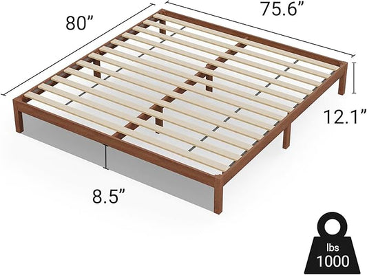 LIFEMENT Classic Wood Platform Bed Frame, Essential, Noise Free, Under Bed Storage, No Box Spring Needed, Easy Assembly (Cherry, King (U.S. Standard))