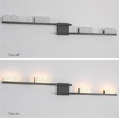 Qcyuui Modern Wall Sconces 47.2inch Dimmable LED Wall Lights 3000K Acrylic Wall Lighting Indoor Long Linear Wall Lamps for Living Room Bedroom Hallway, Black,36W
