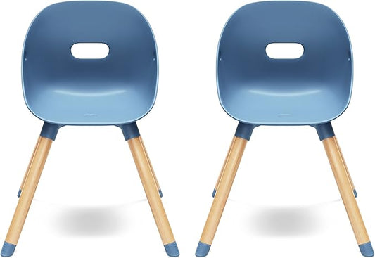 Lalo The Play Chair - Wooden & Non-Toxic Plastic Toddler Chair - Sturdy Bucket Seat, Easy to Clean, Up to 200 lb. Weight Capacity, Set of 2 - Blueberry