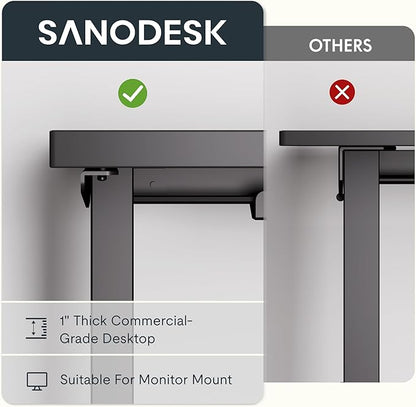 SANODESK L Shaped Electric Standing Desk with Drawer, 71 Inch Ergonomic Adjustable Height Desk with Storage, Corner Desk Sit Stand up Computer Table for Work Office Home, Black