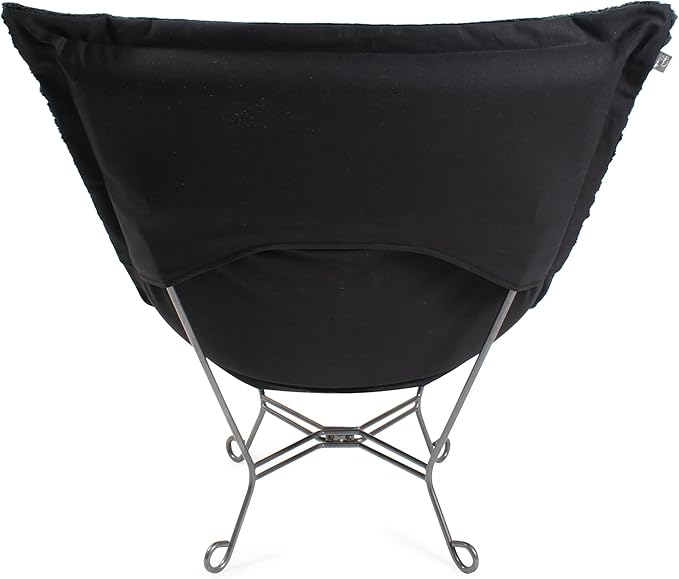 Howard Elliott Scroll Puff Rocker Seating Chair With Cover, Multipurpose Alternate Seating Butterfly Chair with Titanium Frame, Patio Furniture for Camping, Home, Indoor & Outdoor, Bella Eggplant