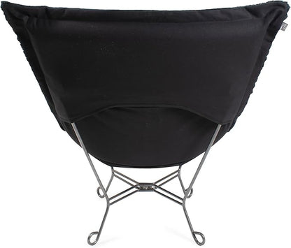 Howard Elliott Scroll Puff Rocker Seating Chair With Cover, Multipurpose Alternate Seating Butterfly Chair with Titanium Frame, Patio Furniture for Camping, Home, Indoor & Outdoor, Bella Eggplant