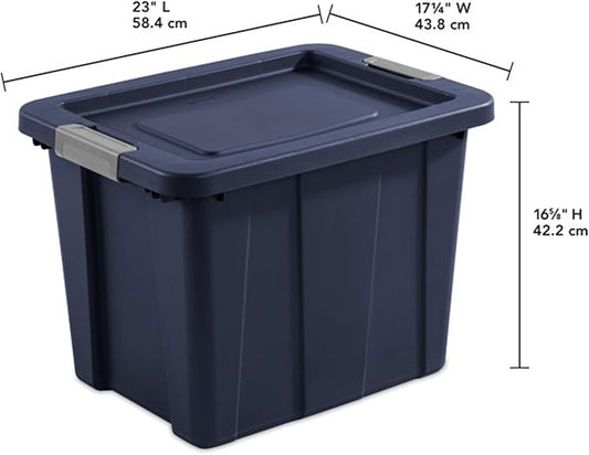 Sterilite 6-Pack Storage Bins with Lids, Heavy Duty Totes, Tuff1, 18 Gallon, Dark Indigo
