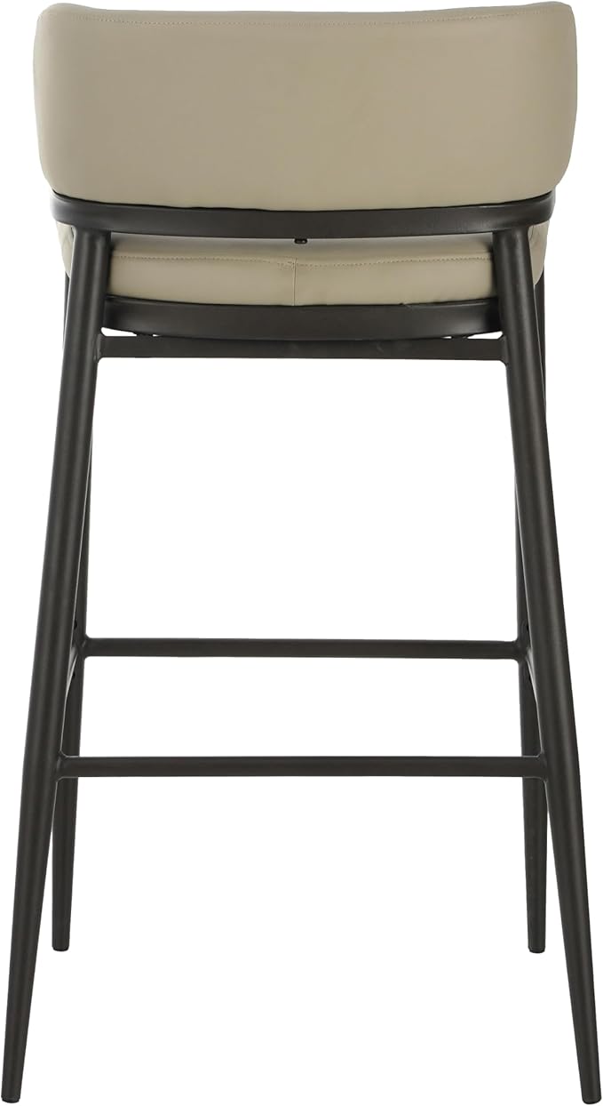 Christopher Knight Home Ebany Barstools Set of 2, Metal Frame Counter Stools, Upholstered Kitchen Chair, Curved Back Support Bistro Chairs, 30" H Island Stool for Dining Kitchen Cafeteria, Khaki
