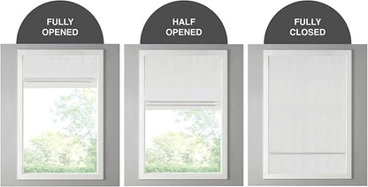 Madison Park Galen Cordless Roman Shade, 23"W x 64"H, Sheen White – Room Darkening, Thermal Insulated, Energy Efficient Window Blind with Subtle Sheen Basketweave Fabric for Privacy