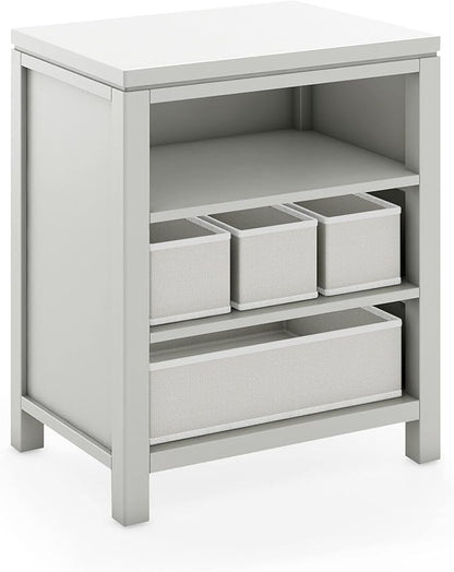 Martha Stewart Crafting Kids' Open Storage - Gray: Wooden Shelving with Bins for Art Supplies, Single-Sided Organization with Compartments