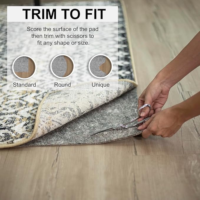 Mohawk Home 2' x 8' Non Slip Rug Pad Gripper 3/8 Thick Dual Surface Felt + Rubber Gripper - Safe for All Floors