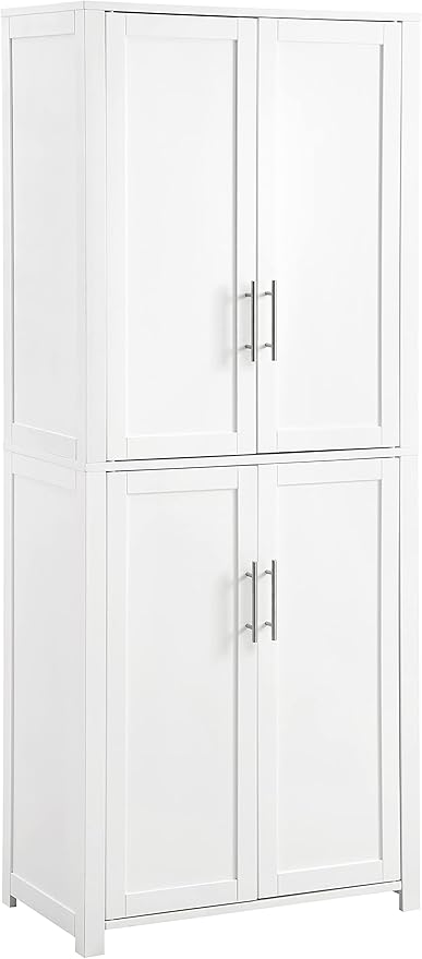 Crosley Furniture Savannah Tall Pantry Storage Cabinet with Shelves, Kitchen, Dining, or Laundry Room, White