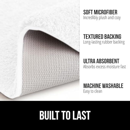 GORILLA GRIP Bathroom Rugs, 30x20, Ultra Soft Absorbent Mat, Thick Plush Bath Rug, Machine Washable, Microfiber Quick Dry, Mats for Shower, Bathtub and Floor, Home Decor Accessories, White