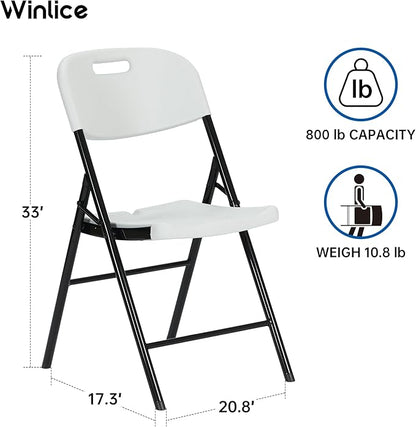 20 Pack Thicker 800 LBS White Folding Chairs, Commercial Grade Folding Chair, Foldable Chairs for Events
