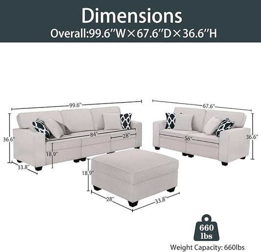 Legend Vansen Modular Sectional Sofa L Shaped Couch with Ottoman Modern Reversible Corner Sectional Couch for Living Room