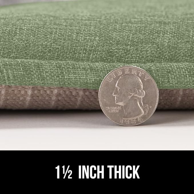 GORILLA GRIP Slip Resistant Tufted Chair Cushions, No Ties Required, Memory Foam Pads for Dining Room Kitchen Table, Office, Rocking Chairs, Plush Seat Cushion Pad, Home Decor, Set of 4, 16x17, Sage