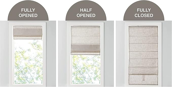Madison Park Kyler Cordless Roman Shades - Single Panel, Lightweight Linen Blend Fabric, Natural Design, Easy Installation, Light Filtering Window Blind, Bedroom, Living Room Decor 27" W x 64" H Grey