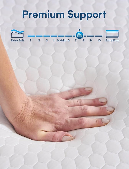 King Mattress Firm, 12 Inch Cooling Gel Memory Foam Mattress, Back Pain Relief, Cooling Ice Silk Cover, Bed Mattress in Box, CertiPUR-US Certified