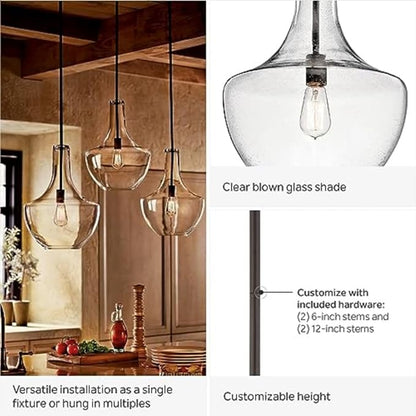 KICHLER Everly 19.75" 1 Light Bell Pendant Clear Glass Chrome