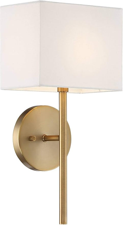 Possini Euro Design Favreau Modern Wall Sconce Lighting Warm Brass Gold Hardwired 16 1/4" High Fixture Rectangular Linen Shade for Bedroom Bedside Living Room Home Hallway Dining Kitchen