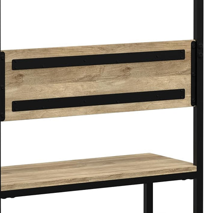 SIMPLIHOME Westmont Hall Tree Bench - 40 inch Wide Solid Mango Wood Entryway Seat in Natural, Industrial Bench for Entryway or Hallway with Metal Frame, Coat Hooks and Open Shelf