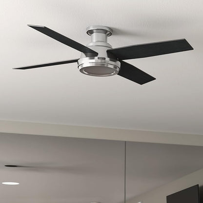Hunter Fan 52 in Low Profile Brushed Nickel Ceiling Fan with Remote Control (Renewed)