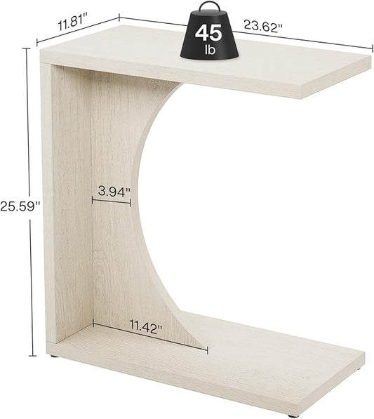 Tribesigns C-Shaped End Table for Couch, Sofa Side Table, C Table for Small Space, Living Room, Bedroom (1, Beige)