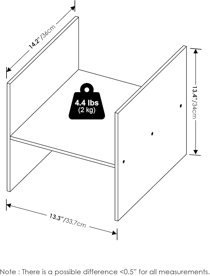 Furinno Cubicle Cube Insert, H-Shelf Cube Organizer, Fits into Extra Thick Cubes, for Organizers and Storage, White (Does not fit IKEA Kallax Shelving)
