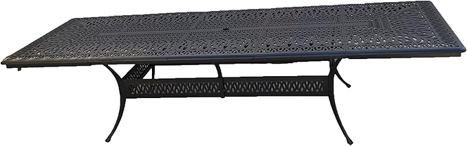 Patioland Grand Tuscany Outdoor Cast Aluminum Powder Coated 11-Piece Dining Set with Extendable 48x132 Table (with 10 Swivel Rocking Chairs)