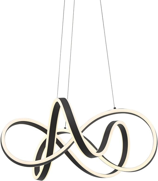 Possini Euro Design Helix Sand Black Ceiling Pendant Light 21" Wide Ultra Modern Sprial Twisted LED Light Strip Steel Metal Dining Room House Foyer Kitchen Island Entryway Home Living Room Bedroom