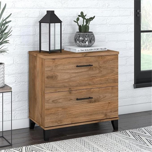 Bush Furniture UrbanPro 2 Drawer Lateral File Cabinet in Fresh Walnut - Engineered Wood