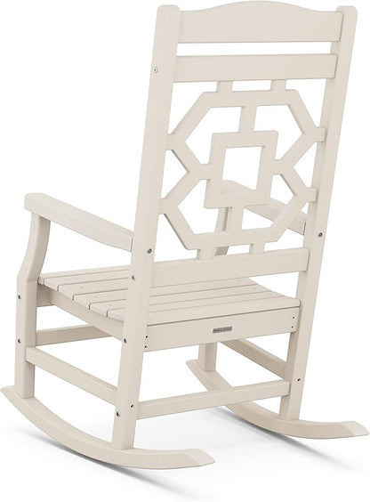 Martha Stewart by POLYWOOD® Chinoiserie 3-Piece Rocking Chair Set in Sand