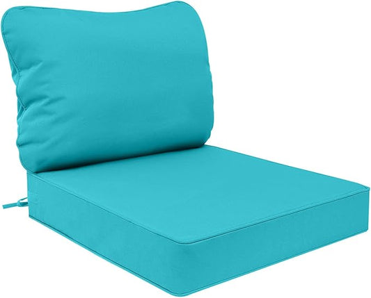 AAAAAcessories Outdoor Deep Seat Cushions, Waterproof, Fade-Resistant Patio Furniture Replacement Cushions, 24" x 24" x 5", Turquoise Blue