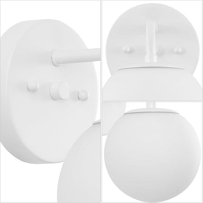 JONATHAN Y JYL3534D Louis Parisian Globe 5.75" 1-Light Metal/Frosted Glass Modern Contemporary LED Vanity Light Midcentury, Glam, Transitional, Bathroom, Powder Room, Dressing Room, Bedroom, White