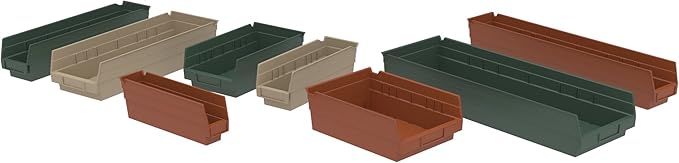 Akro-Mils 30110 12-Inch by 2.75-Inch by 4-Inch Plastic Nesting Shelf Bin Box, Hunter Green, Case of 24