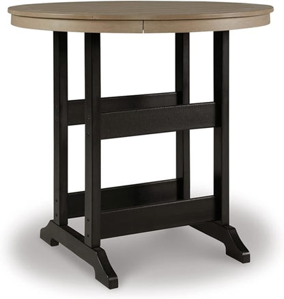 Signature Design by Ashley Fairen Trail Modern Round Bar Table with Umbrella Option , Black & Brown