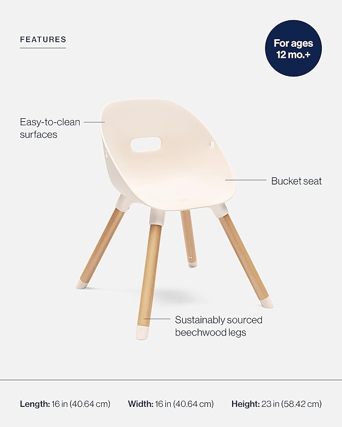 Lalo The Play Chair - Wooden & Non-Toxic Plastic Kids & Toddler Chair - Sturdy Bucket Seat, Easy to Clean, Up to 200 lb. Weight Capacity, Set of 2 - Grapefruit