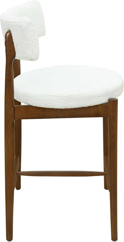 Christopher Knight Home Ebany 25.50" H Barstools Set of 2, Upholstered Counter Stool, Comfy Backrest Kitchen Stool, Rubberwood Frame Stool Chair, Bistro Chair for Kitchen Dining Room, Beige+Brown