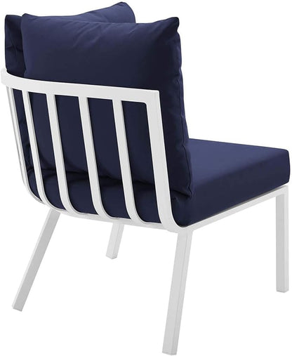 Modway Riverside Outdoor Furniture, 6-Piece Set, White Navy