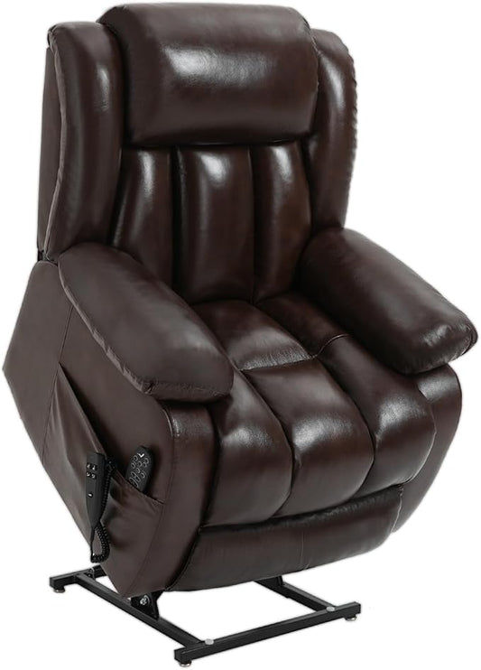 Recliner Chairs for Adults, Power Lift Chair for Elderly, Oversized Bedroom Chair with Massage&Heat, Leather Nursery Glider Chair for Living Room, Sofa Chair Home Theater Seating with Lumbar Support