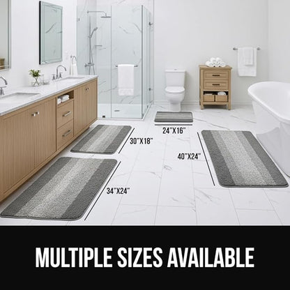 GORILLA GRIP Ultra Soft Plush Bathroom Rugs with Textured Rubber Backing, Absorbent Quick Dry Bath Mat, Machine Washable Shower Mats, Home Décor Accessories Bathmat Rug Essentials, 24 x 16 Sage