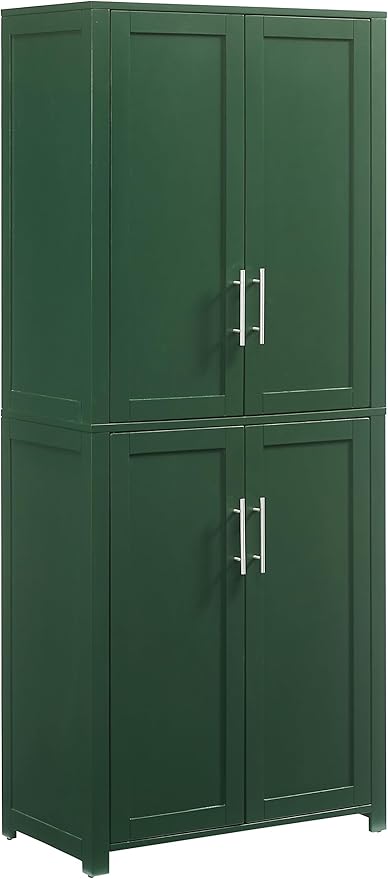 Crosley Furniture Savannah Tall Pantry Storage Cabinet with Shelves, Kitchen, Dining, or Laundry Room, Hunter Green