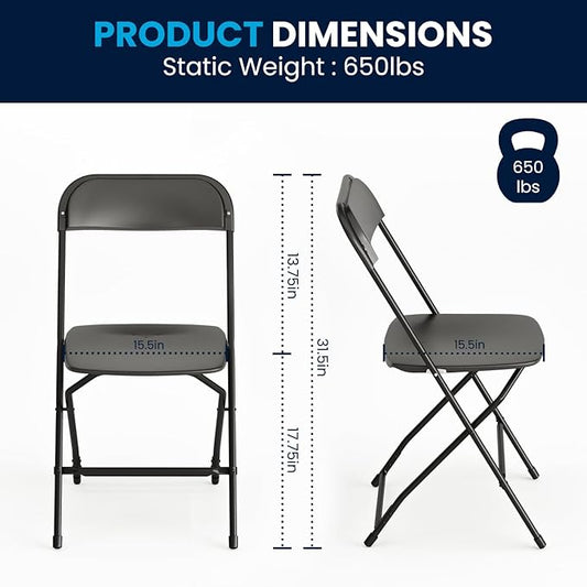 Flash Furniture Hercules Series Plastic Folding Chair - Black - 20 Pack 650LB Weight Capacity Comfortable Event Chair-Lightweight Folding Chair