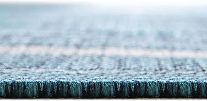 Unique Loom Outdoor Border Collection Area Rug - Soft Border (10' Square Teal/Ivory)